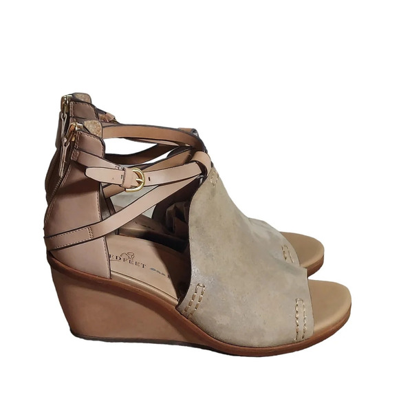 Naked Feet‎ Crux Leather Suede Strappy Wedge Sandals - Picture 5 of 16